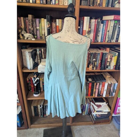 Free People Cold Shoulder Tunic Mini Dress Women's Small Mint Green Rayon - Picture 3 of 8